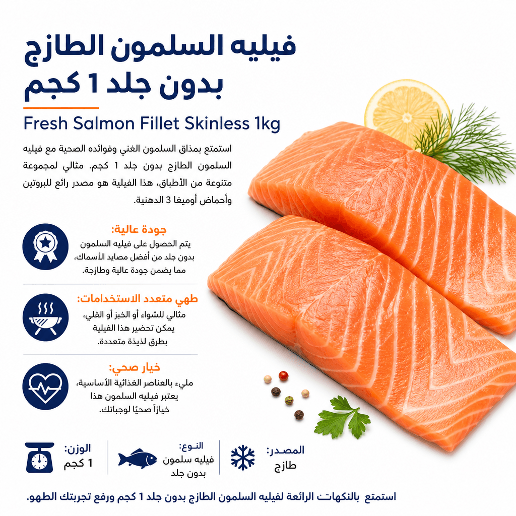 Fresh Salmon Fillet Skinless 1kg