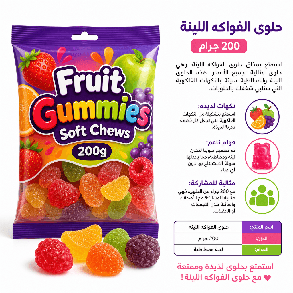 Fruit Gummies Soft Chews 200g