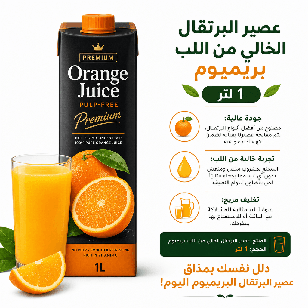 Orange Juice Pulp-Free Premium 1L