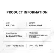 NATUHANA 16lines 8-15mm Mixed Eyelash Extension Matte Black product image