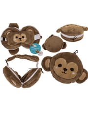 Kids Plush Travel Pillow with Eye Mask - Monkey product image