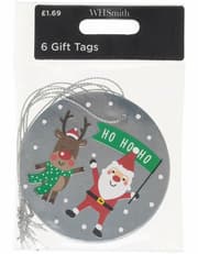 WHSmith 6 Blue Santa Rudolph Tags product image