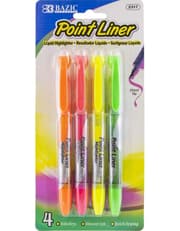 Bazic Liquid Pen Style Fluorescent Highlighters 4/Pack product image