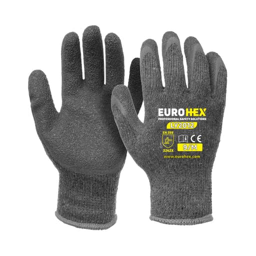 Polyester Glove From Eurohex With Crinkle Latex Coating | LY2012