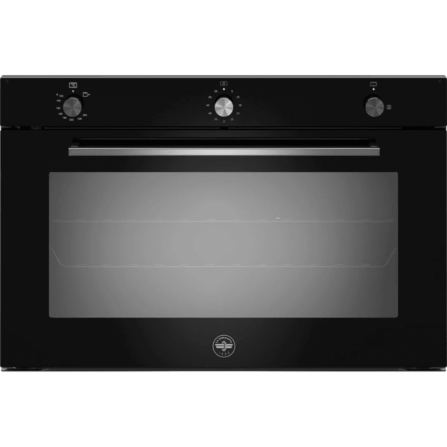 La Germania Built-in Gas Oven 90cm - 99L Capacity - Black Glass Design, Full Safety with Gas Grill & Auto Ignition