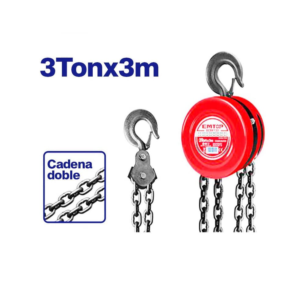 EMTOP ECBK130 Manual Chain Hoist 3 Ton
