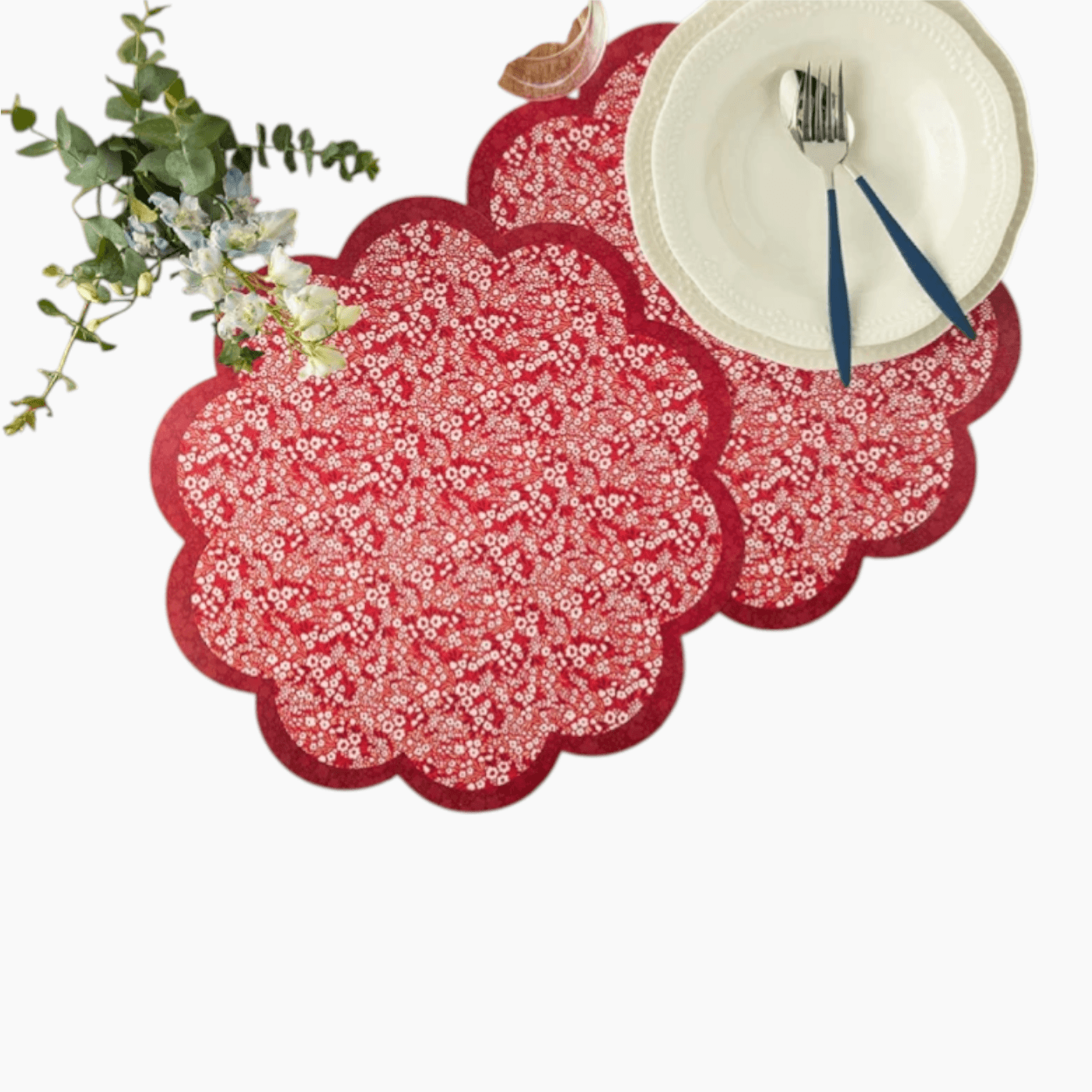 H Living Florals Polypropylene 4 Pcs Table Mat 40 cm Red