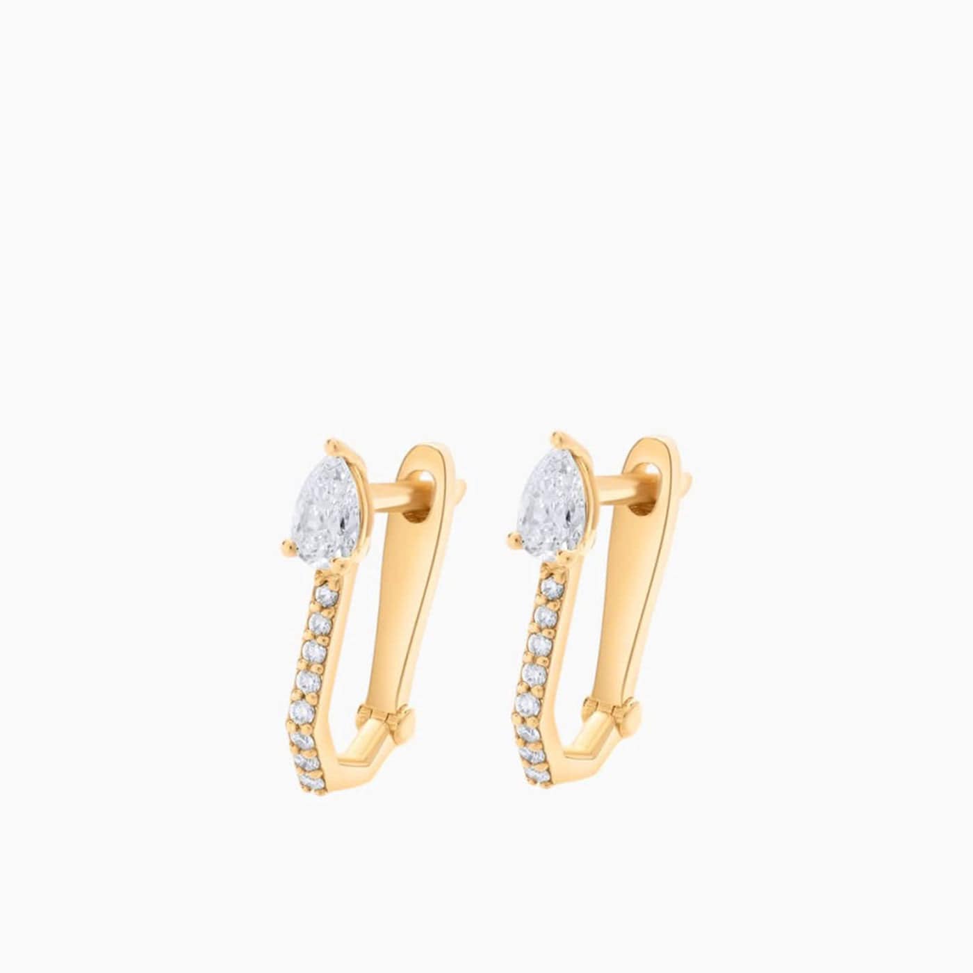 Joy Jewels Pear Cut Rectangle Studded Hoops
