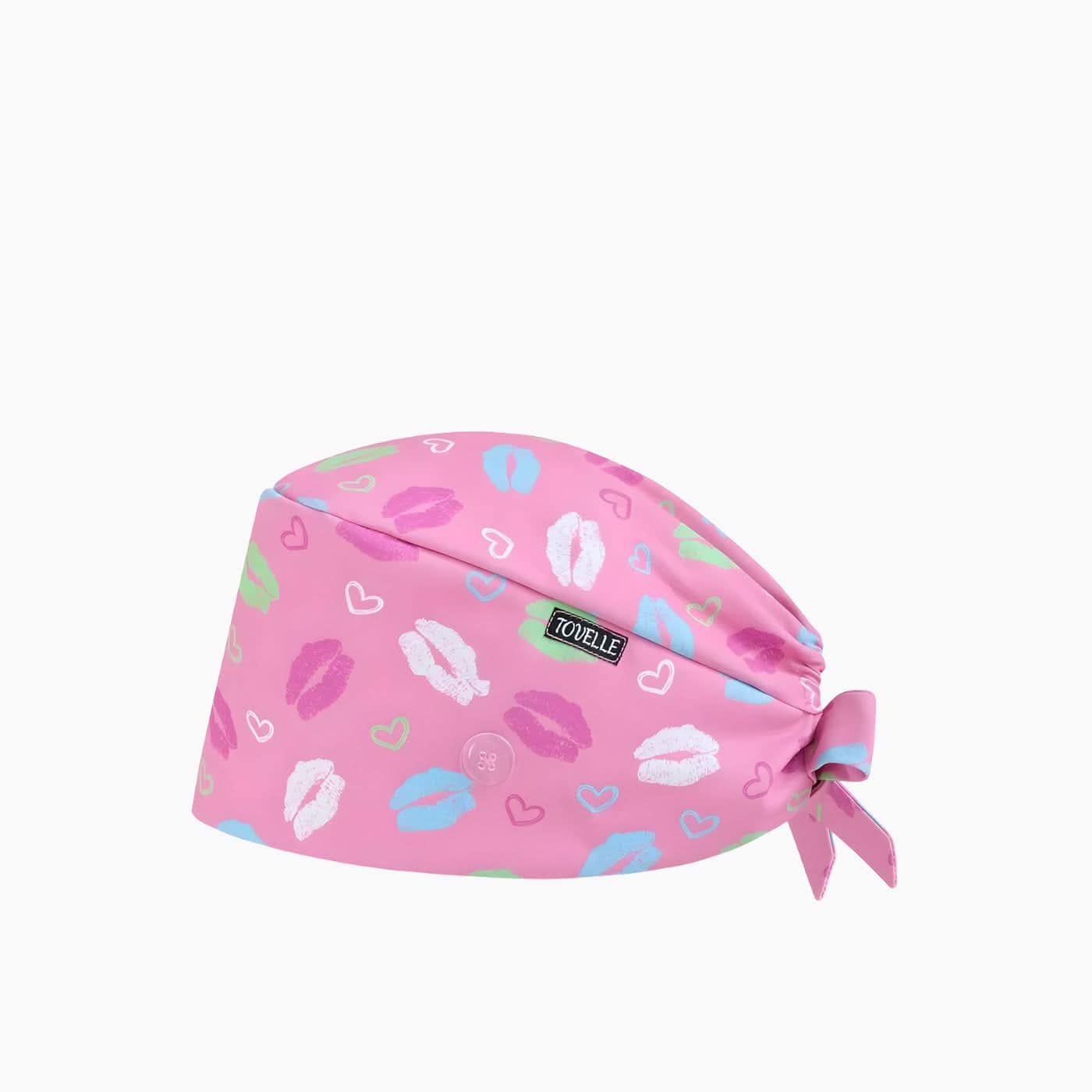 Pink Heart Pattern Scrub Caps