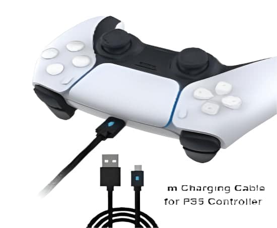 PMW USB-A to USB-C Charging Cable for Sony PS5 Controller, 1.5M, Black